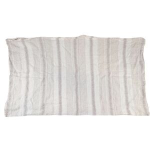 PiuBelle 100% Linen Striped Pillow King Size Pillow Sham Greige & White - Single